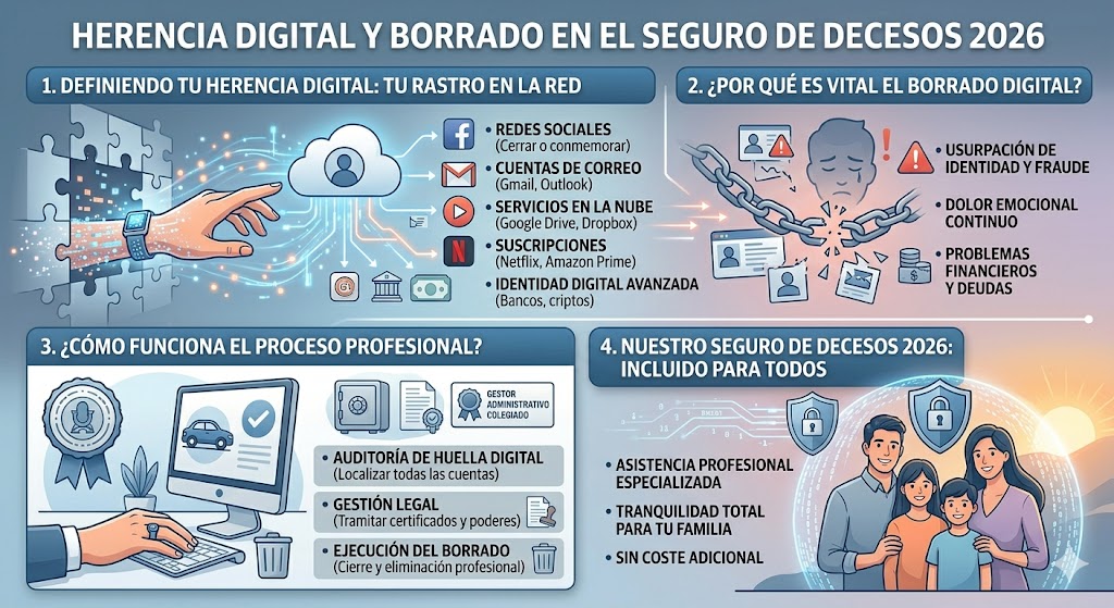 Borrado digital incluido en el seguro de decesos (infografía útil)